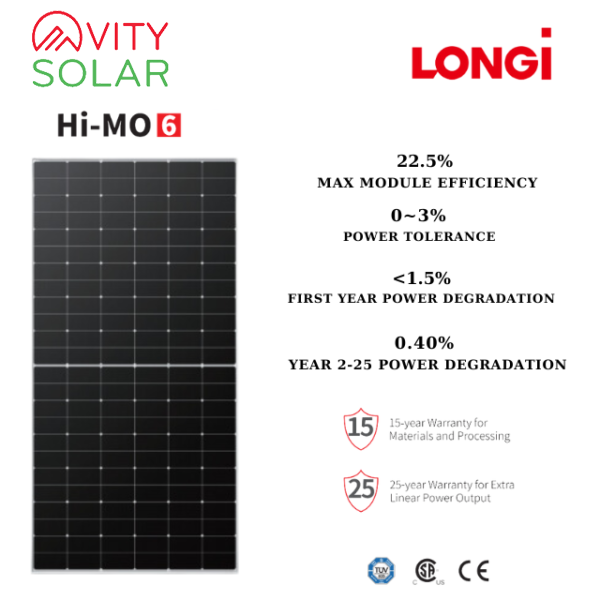 Tấm Pin NLMT Longi Solar 560WP 1 Mặt Kính